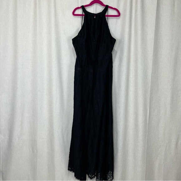 New Banana Republic 18 Black Floral Lace Midi Dress Party Date Wedding Spring - Picture 8 of 13